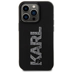 Karl Lagerfeld 3D Rubber Glitter Logo dėklas iPhone 15 Pro – juodas -- iPhone 15 Pro Max