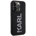 Karl Lagerfeld 3D Rubber Glitter Logo dėklas iPhone 15 Pro – juodas -- iPhone 15 Pro Max