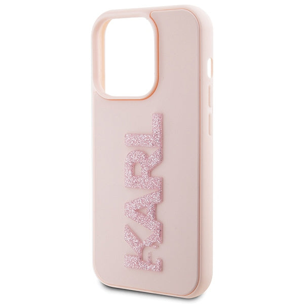 Karl Lagerfeld Glitter dėklas iPhone 15 Pro Max – rožinis
