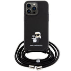 Karl Lagerfeld dėklas iPhone 15 Pro Max su dirželiu – juodas