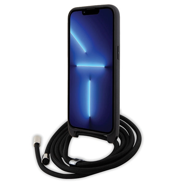 Karl Lagerfeld dėklas iPhone 15 Pro Max su dirželiu – juodas