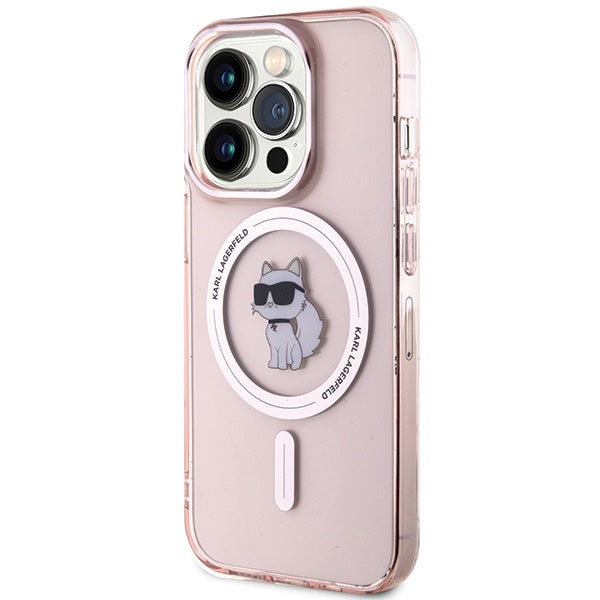 Karl Lagerfeld MagSafe dėklas iPhone 15 Pro – rožinis
