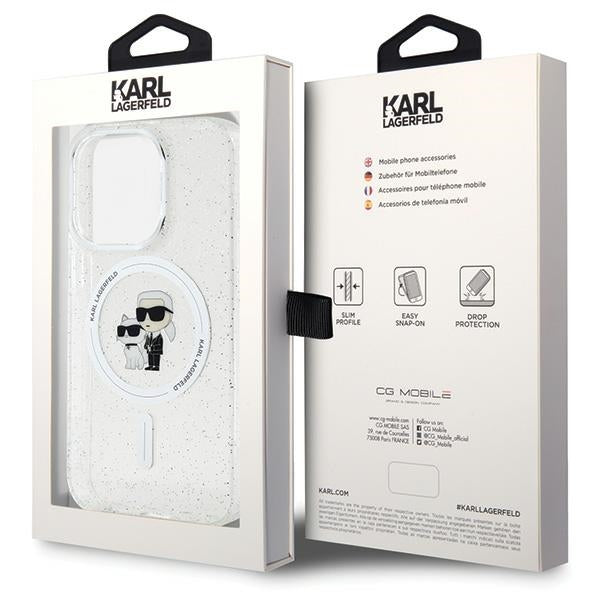 Karl Lagerfeld MagSafe dėklas iPhone 15 Pro – skaidrus
