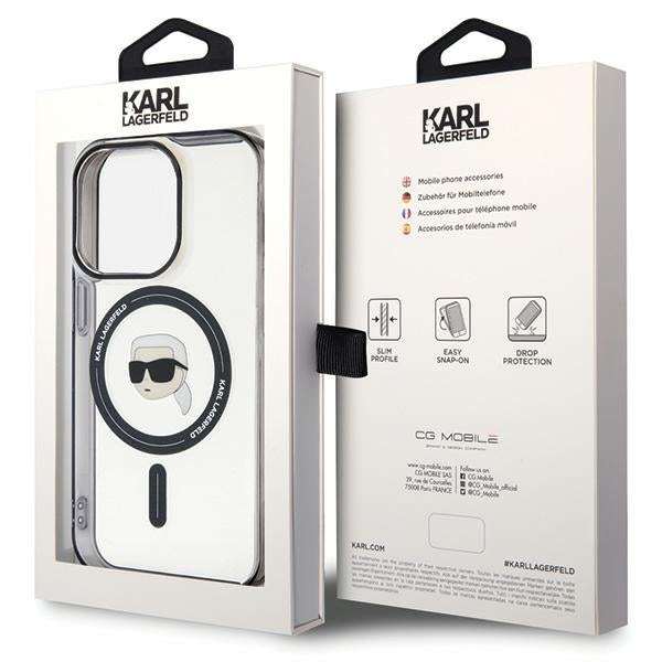 Karl Lagerfeld MagSafe dėklas iPhone 15 Pro – juodas