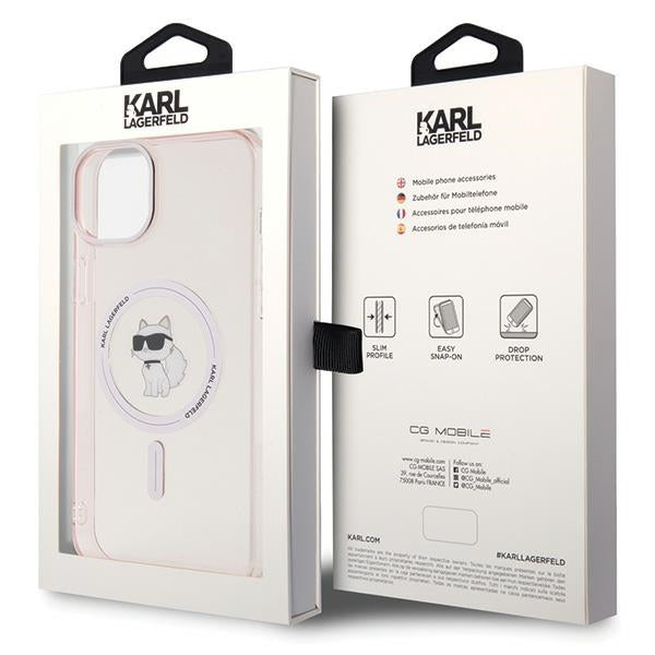 Karl Lagerfeld MagSafe dėklas iPhone 15 Plus / 14 Plus – rožinis