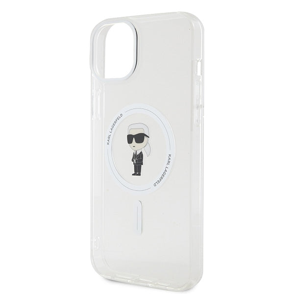 Karl Lagerfeld MagSafe dėklas iPhone 15 Plus – skaidrus