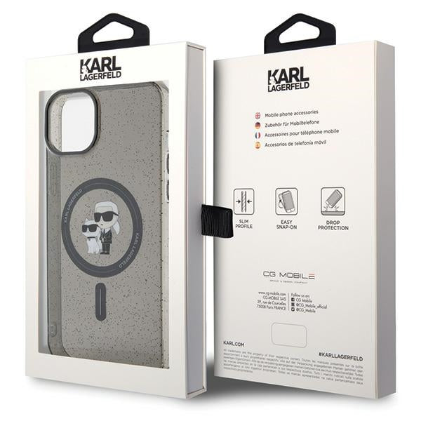Karl Lagerfeld MagSafe dėklas iPhone 15/14 Plus – juodas