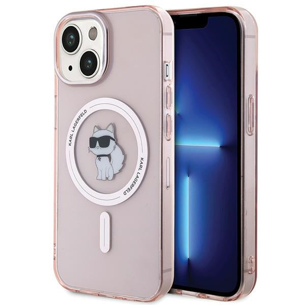 Karl Lagerfeld MagSafe dėklas iPhone 15 – rožinis