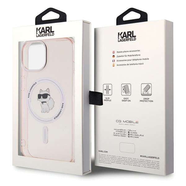 Karl Lagerfeld MagSafe dėklas iPhone 15 – rožinis