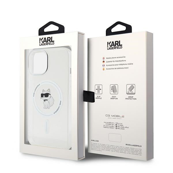 Karl Lagerfeld IML Choupette MagSafe dėklas iPhone 15 - skaidrus