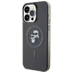 Karl Lagerfeld Karl&Choupette Glitter MagSafe dėklas iPhone 15 Pro Max - juodas