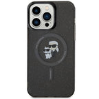 Karl Lagerfeld Karl&Choupette Glitter MagSafe dėklas iPhone 15 Pro Max - juodas