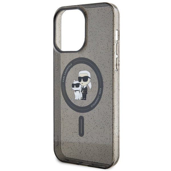 Karl Lagerfeld Karl&Choupette Glitter MagSafe dėklas iPhone 15 Pro Max - juodas