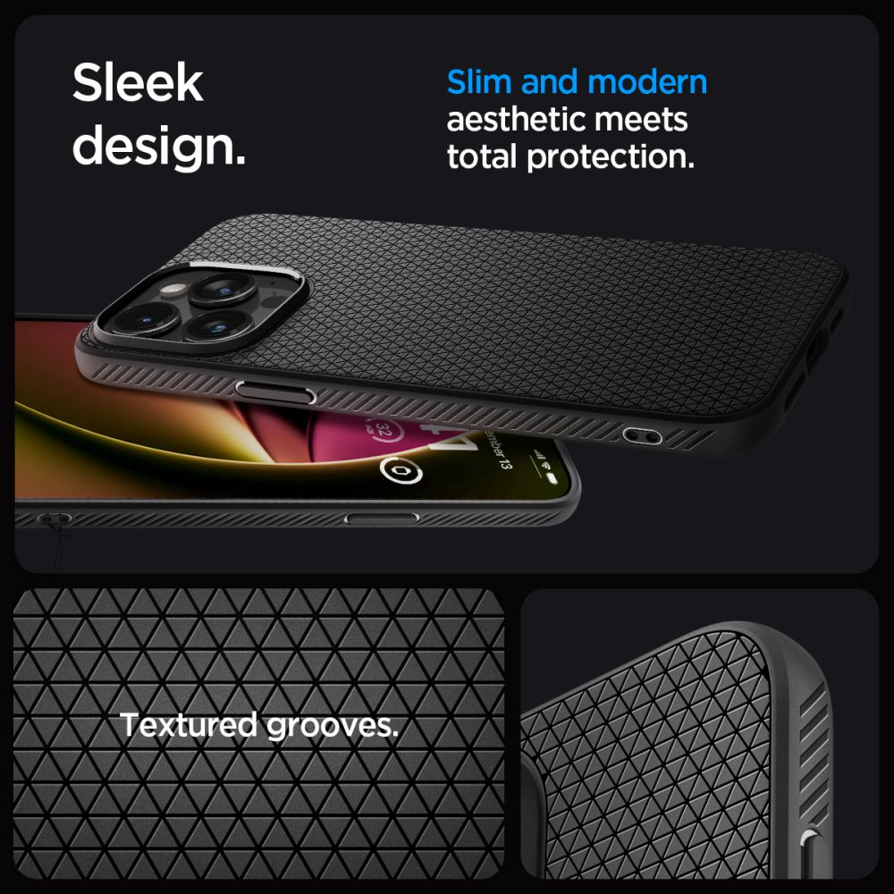 Spigen Liquid Air dėklas iPhone 15 Pro – matinis juodas