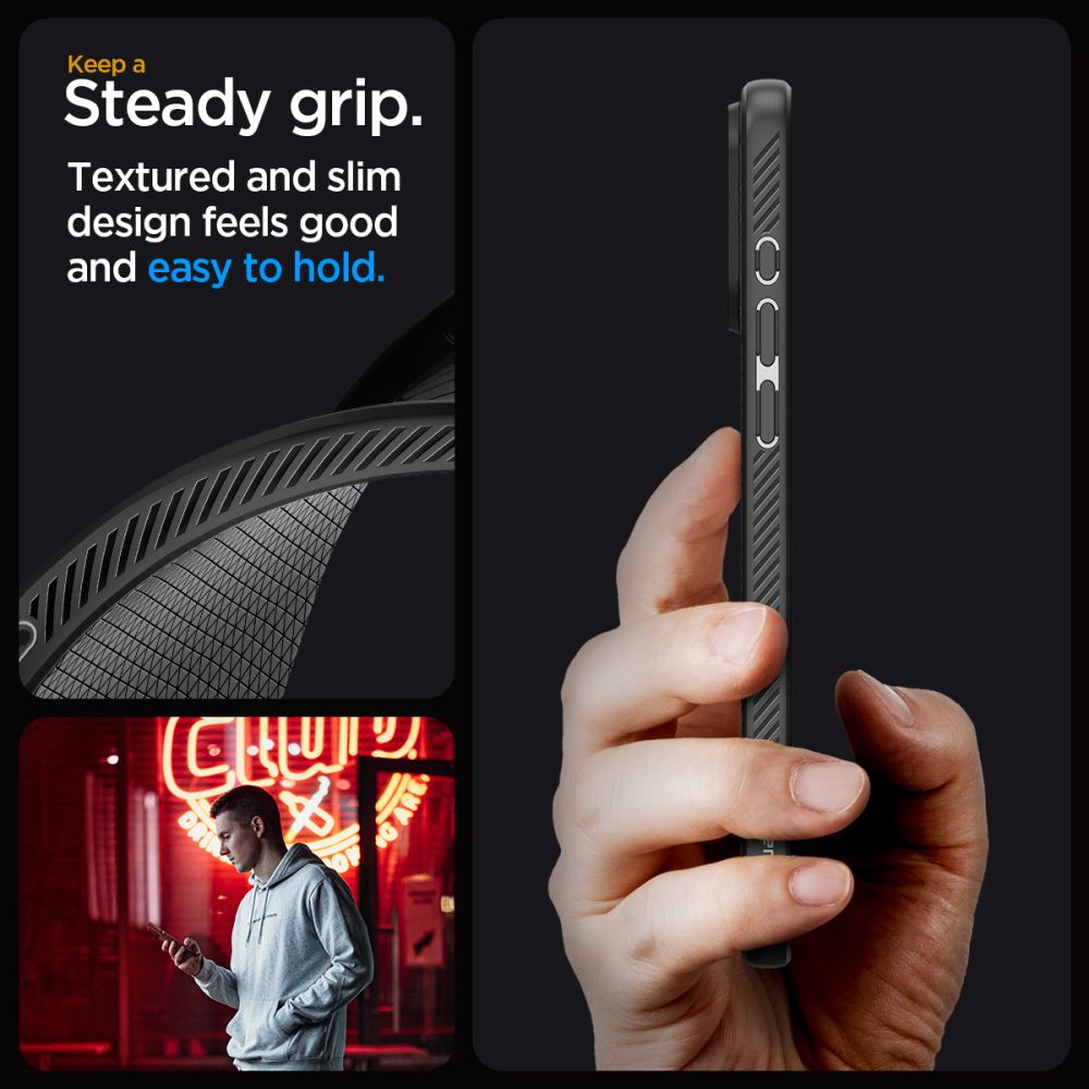 Spigen Liquid Air dėklas iPhone 15 Pro – matinis juodas