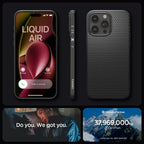 Spigen Liquid Air dėklas iPhone 15 Pro – matinis juodas