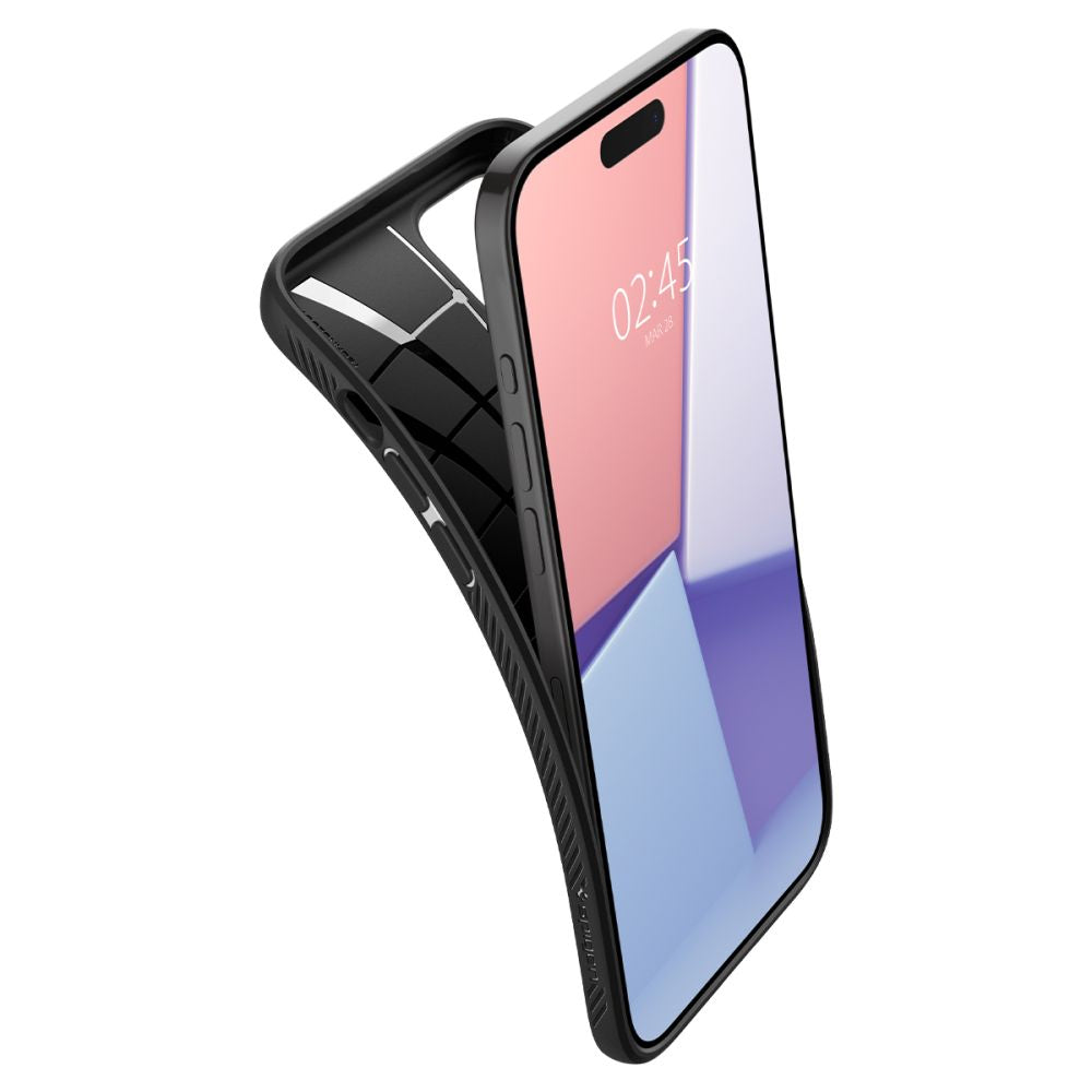 Spigen Liquid Air dėklas iPhone 15 Pro – matinis juodas