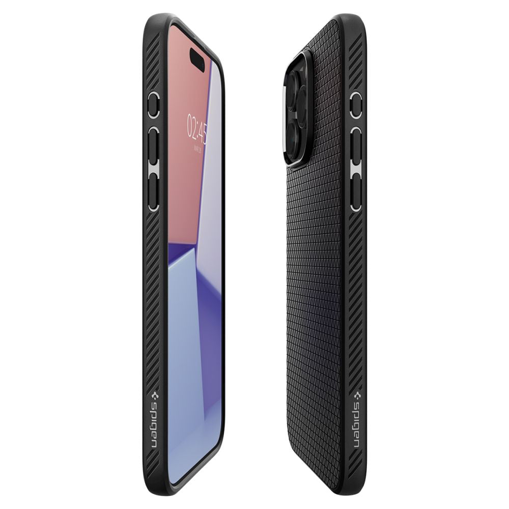 Spigen Liquid Air dėklas iPhone 15 Pro – matinis juodas