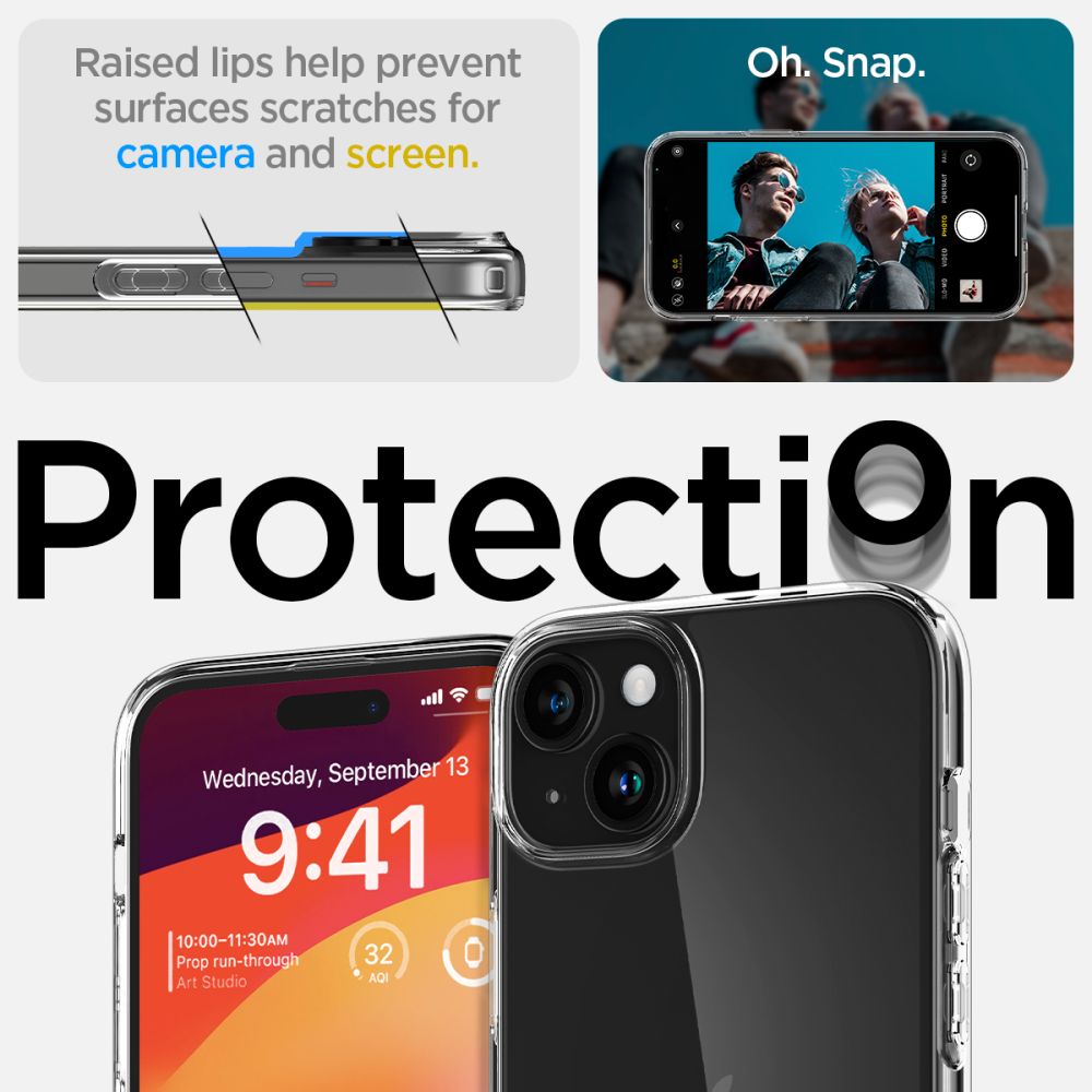 Spigen Liquid Crystal dėklas iPhone 15 Plus – skaidrus