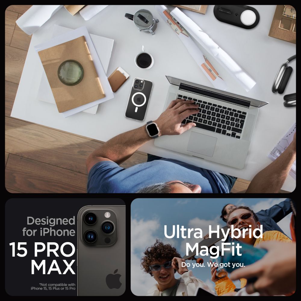 Spigen Ultra Hybrid MagSafe dėklas iPhone 15 Pro Max – baltas