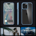 Spigen Crystal Hybrid dėklas iPhone 15 Pro Max – skaidrus, mėlynas