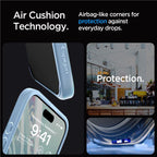 Spigen Crystal Hybrid dėklas iPhone 15 Pro Max – skaidrus, mėlynas