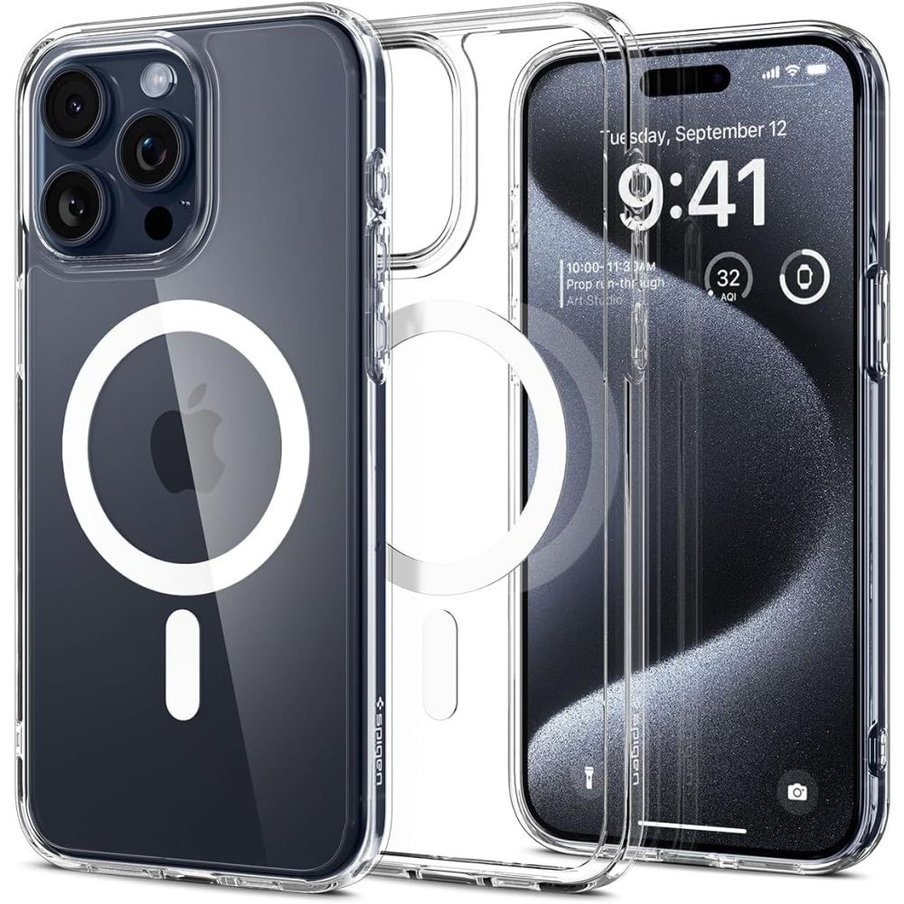 Spigen Ultra Hybrid MagSafe dėklas iPhone 15 Pro – baltas
