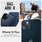 Spigen Mag Armor MagSafe dėklas iPhone 15 Plus – mėlynas