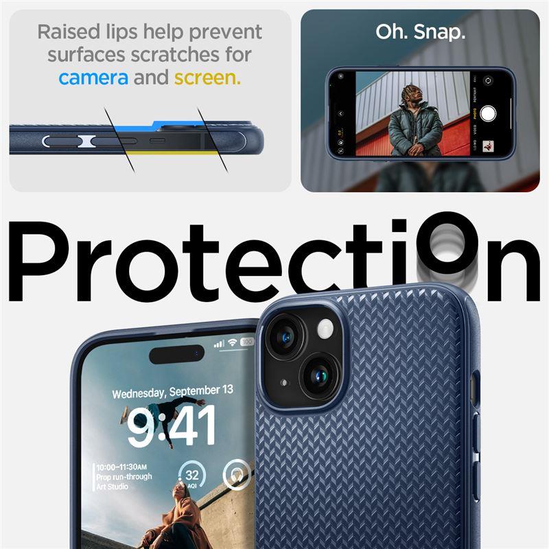 Spigen Mag Armor MagSafe dėklas iPhone 15 Plus – mėlynas