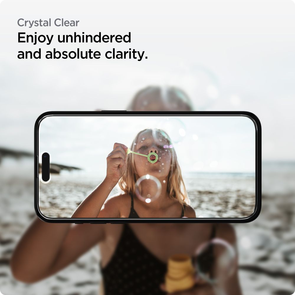 Spigen AlignMaster grūdintas stiklas iPhone 15 – juodas (2 vnt.)