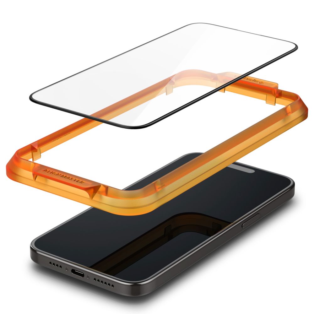 Spigen AlignMaster grūdintas stiklas iPhone 15 – juodas (2 vnt.)
