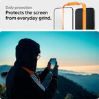 Spigen AlignMaster grūdintas stiklas iPhone 15 – juodas (2 vnt.)