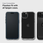 Spigen AlignMaster grūdintas stiklas iPhone 15 – juodas (2 vnt.)