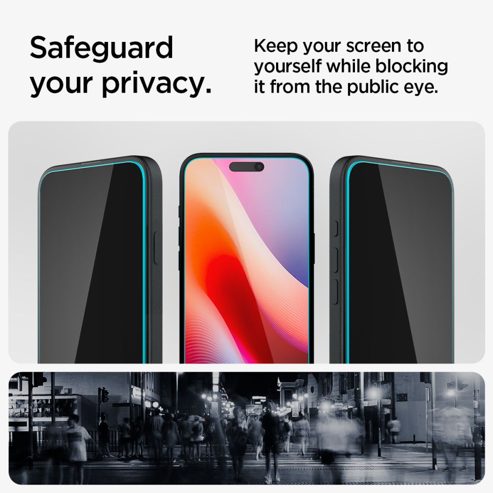Spigen EZ Fit privatumo stiklas iPhone 15/16 (2 vnt.)