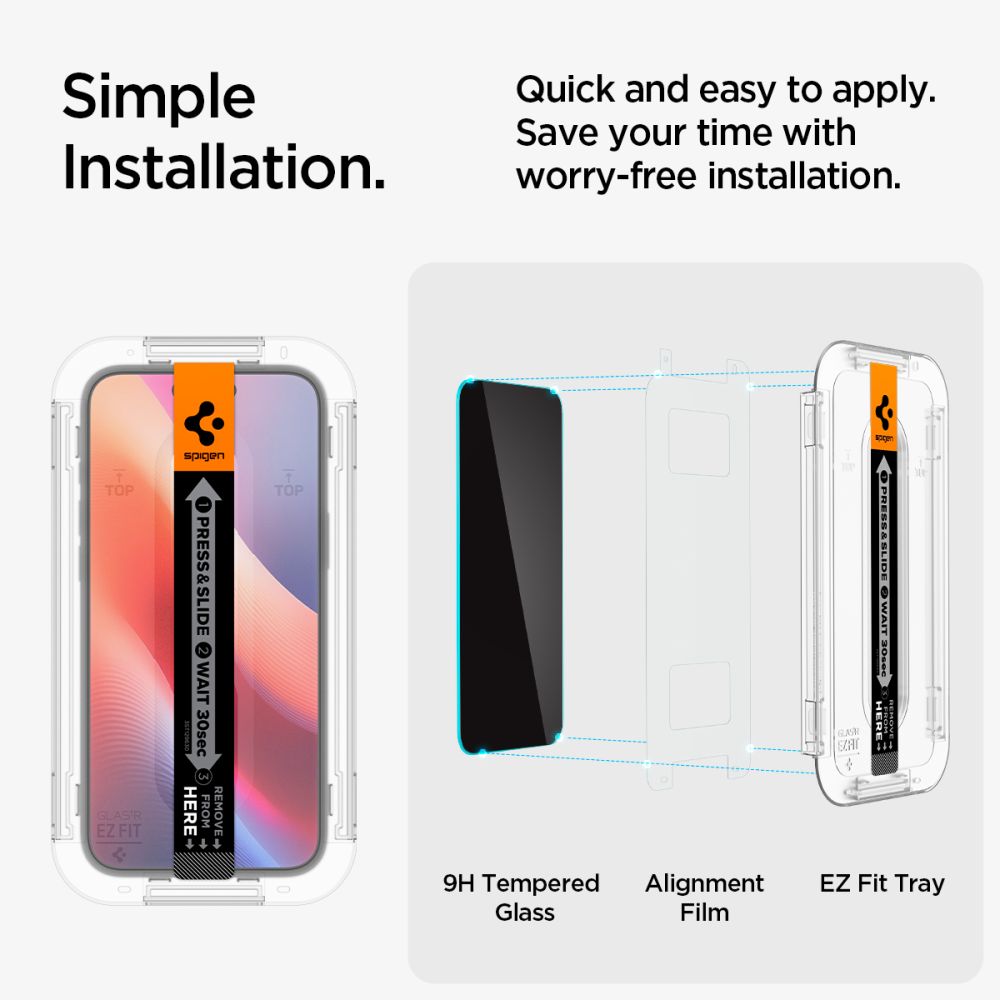 Spigen EZ Fit privatumo stiklas iPhone 15/16 (2 vnt.)