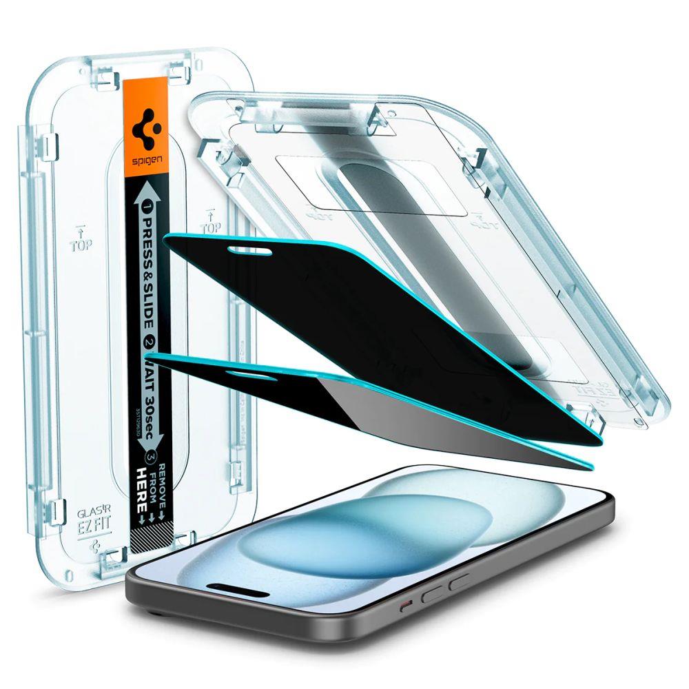 Spigen EZ Fit privatumo stiklas iPhone 15/16 (2 vnt.)
