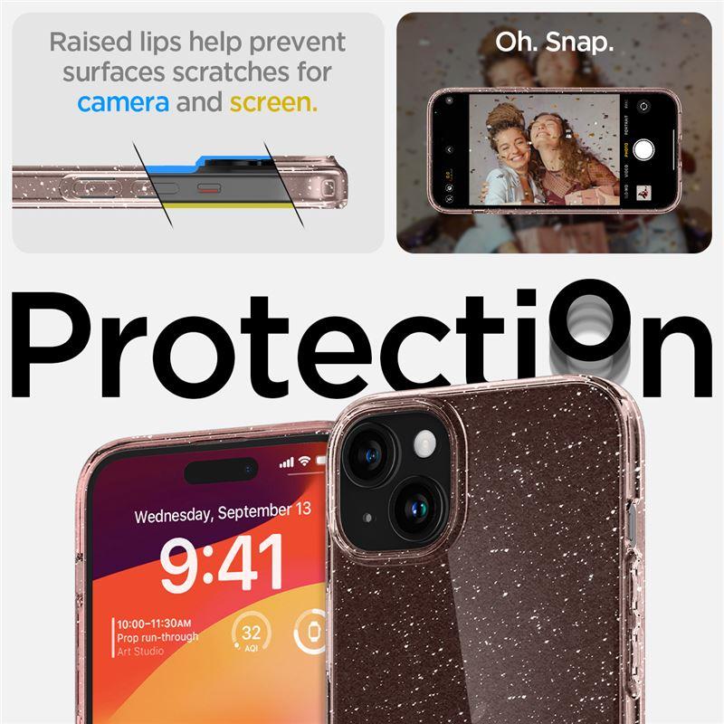 Spigen Liquid Crystal Glitter dėklas iPhone 15 Plus – rožinis
