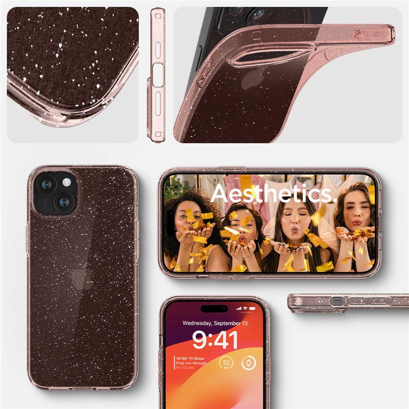 Spigen Liquid Crystal Glitter dėklas iPhone 15 Plus – rožinis