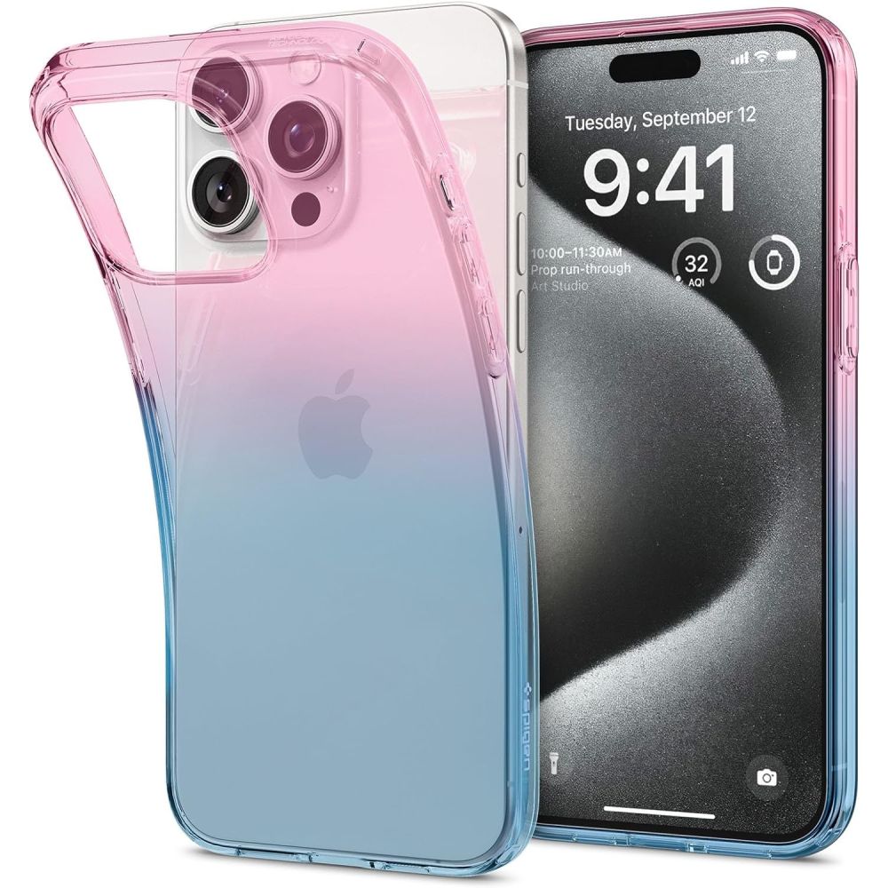 Spigen Liquid Crystal TPU dėklas iPhone 15 Pro – rož./mėlynas