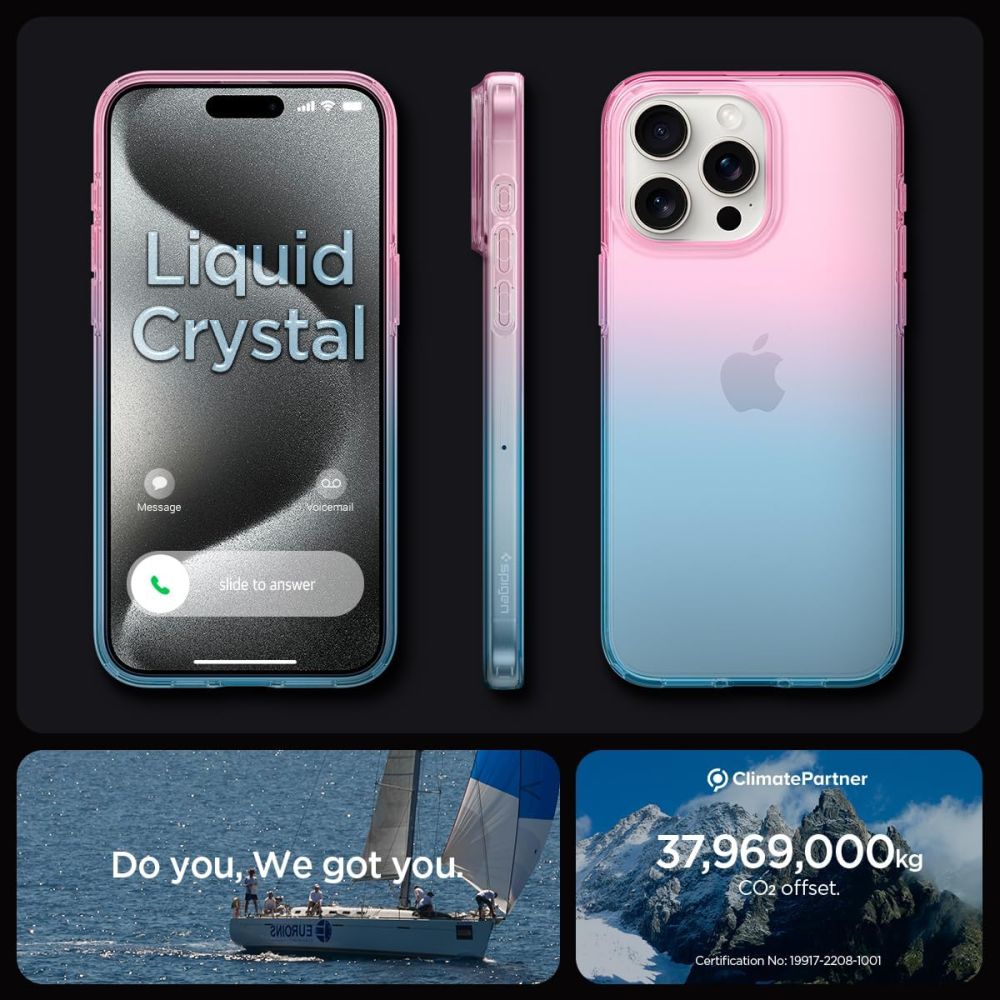 Spigen Liquid Crystal TPU dėklas iPhone 15 Pro – rož./mėlynas