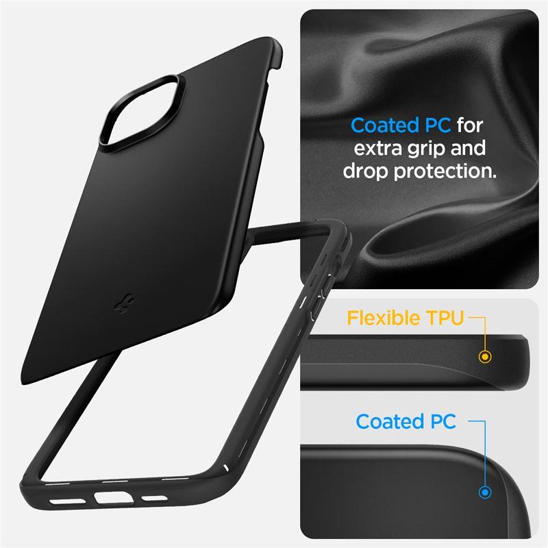 Spigen Thin Fit dėklas iPhone 15 Plus – juodas