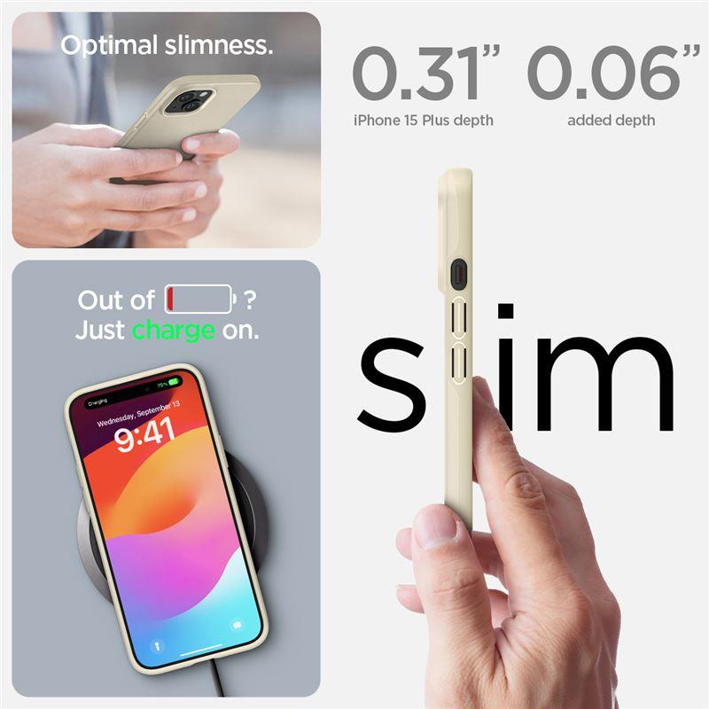 Spigen Thin Fit dėklas iPhone 15 Plus – smėlinis