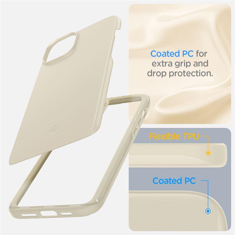 Spigen Thin Fit dėklas iPhone 15 Plus – smėlinis