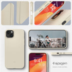 Spigen Thin Fit dėklas iPhone 15 Plus – smėlinis