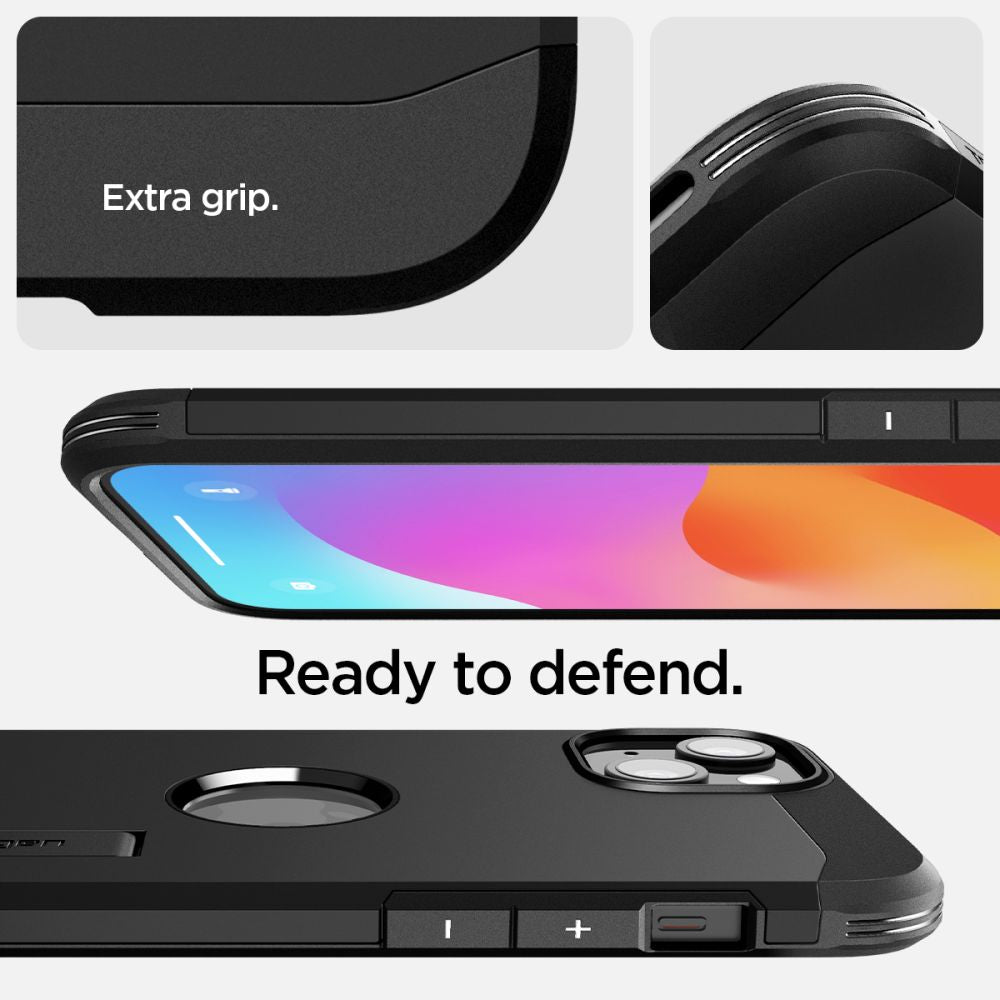 Spigen Tough Armor MagSafe dėklas iPhone 15 – juodas