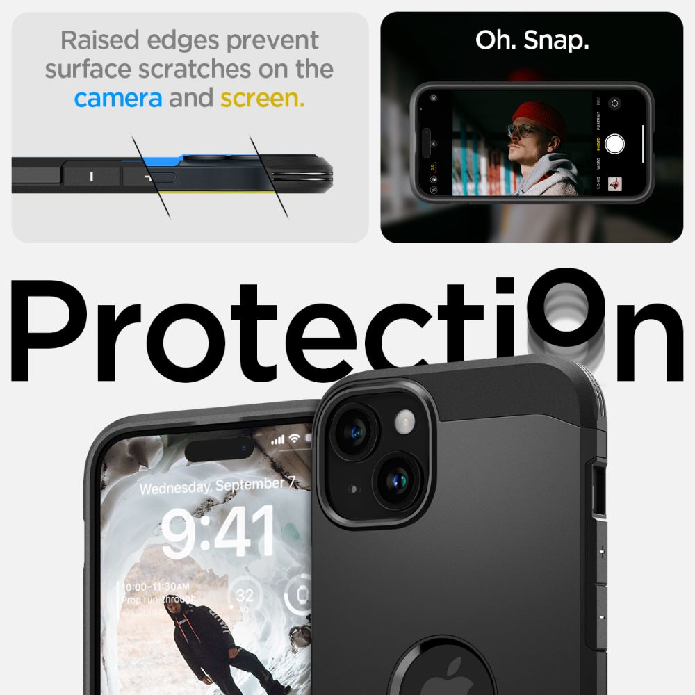 Spigen Tough Armor MagSafe dėklas iPhone 15 – juodas
