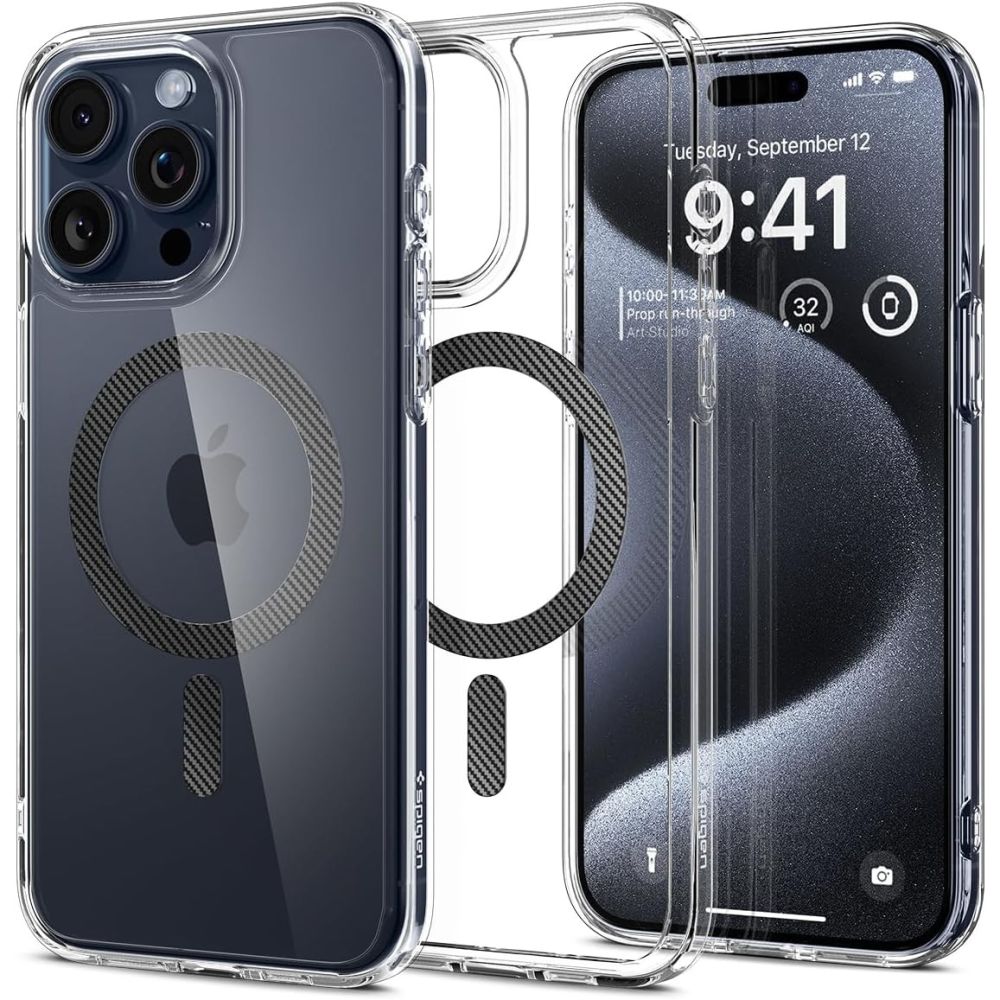 Spigen Ultra Hybrid MagSafe dėklas iPhone 15 Pro – pilkas