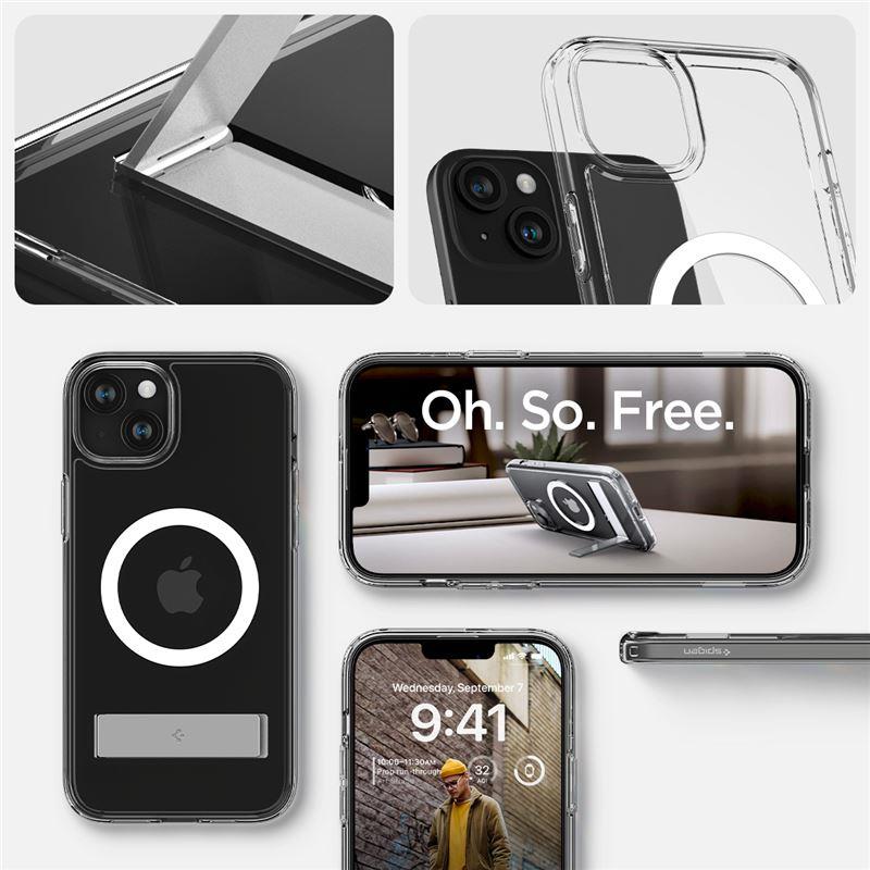 Spigen Ultra Hybrid MagSafe dėklas iPhone 15 Plus – skaidrus