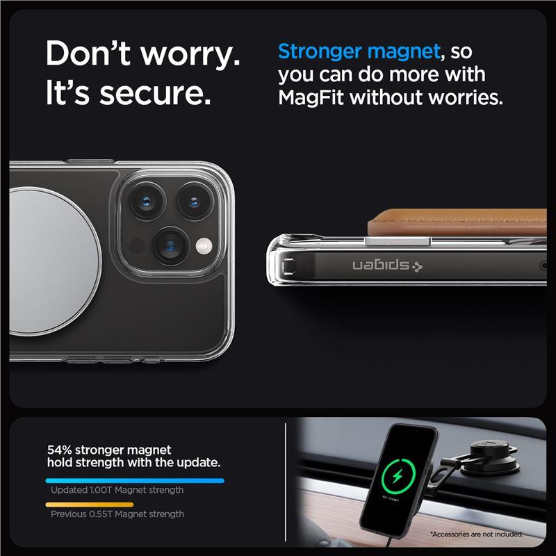 Spigen Ultra Hybrid S MagSafe dėklas iPhone 15 Pro – skaidrus