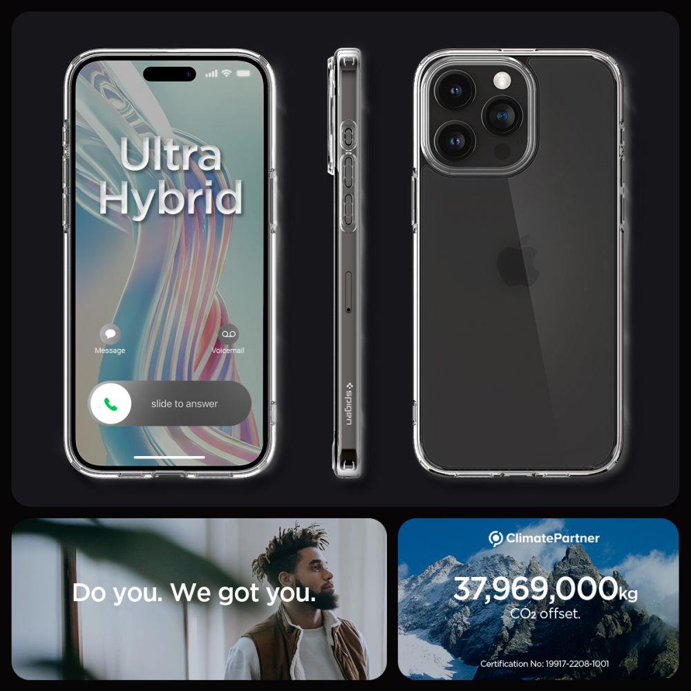 Spigen Ultra Hybrid dėklas iPhone 15 Pro – skaidrus matinis